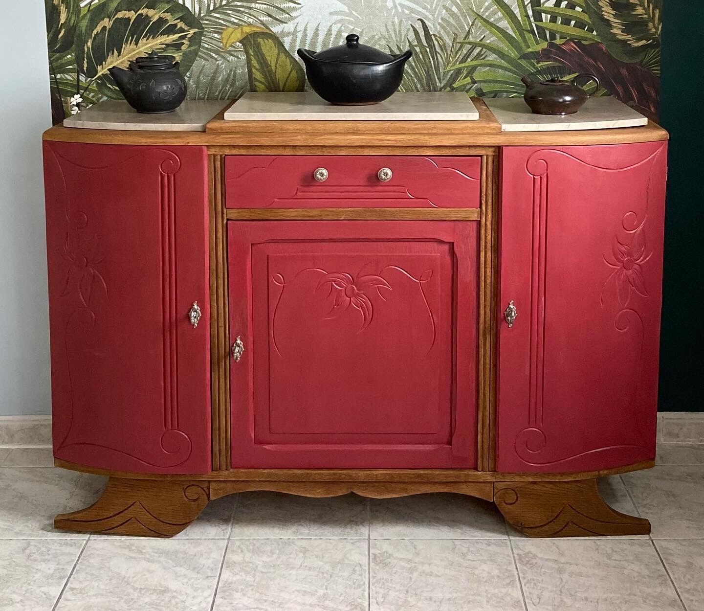 Raspberry art deco buffet