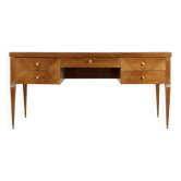 Midcentury Italian Desk In Walnut, Brass And Glass.