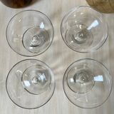 Set of 4 vintage champagne glasses on low feet