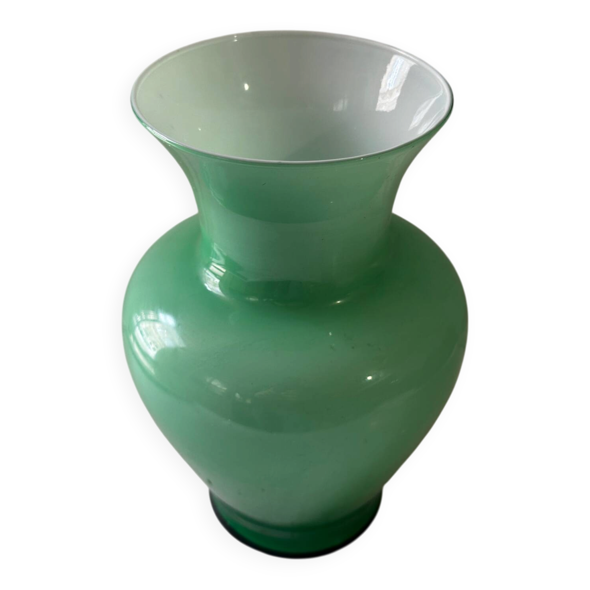 Vintage green opaline vase