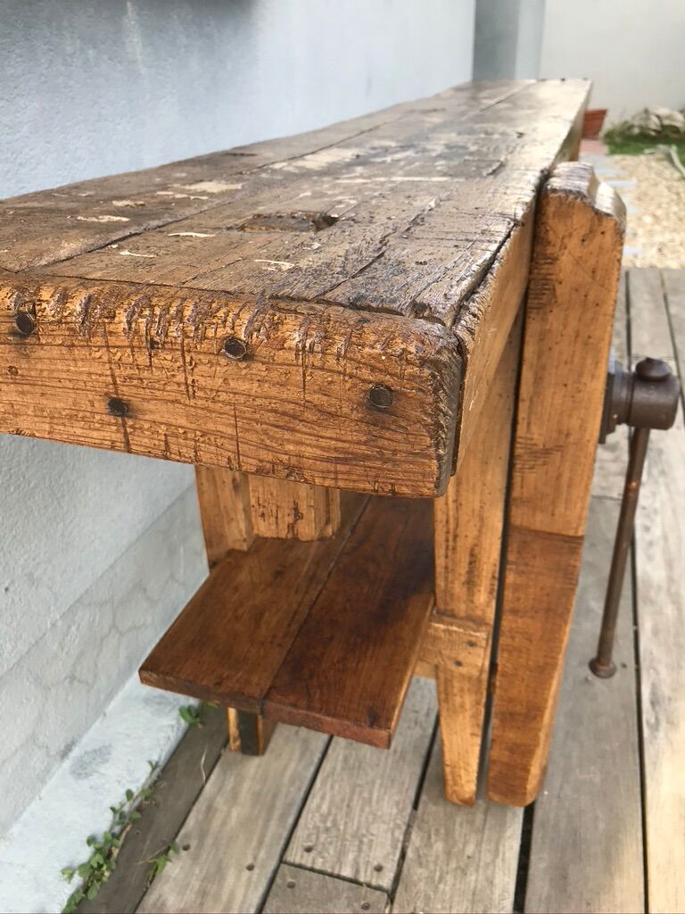 250cm oak carpenter's workbench, early XX