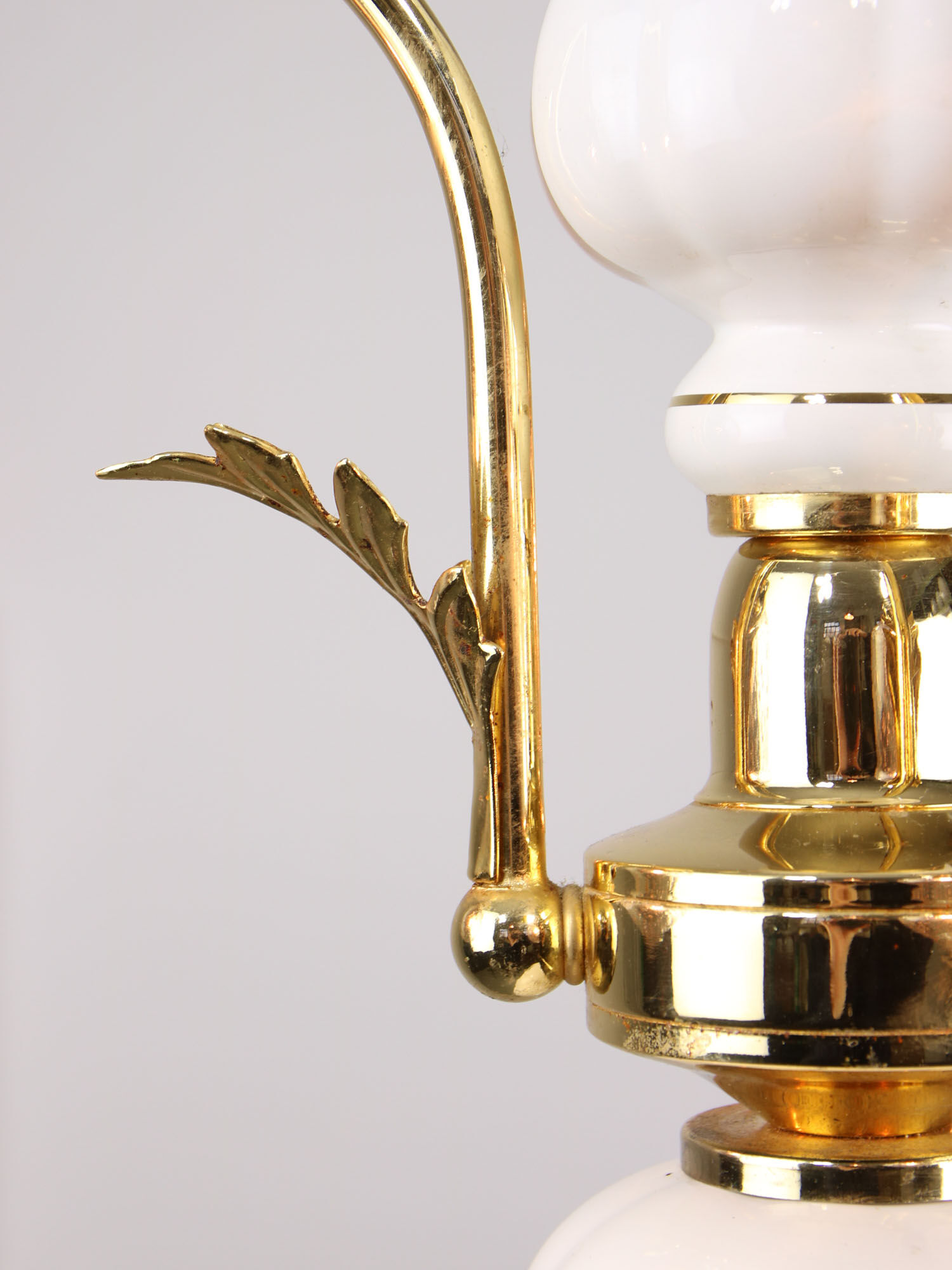 Vintage Italian Golden Ceramic & Glass Chandelier