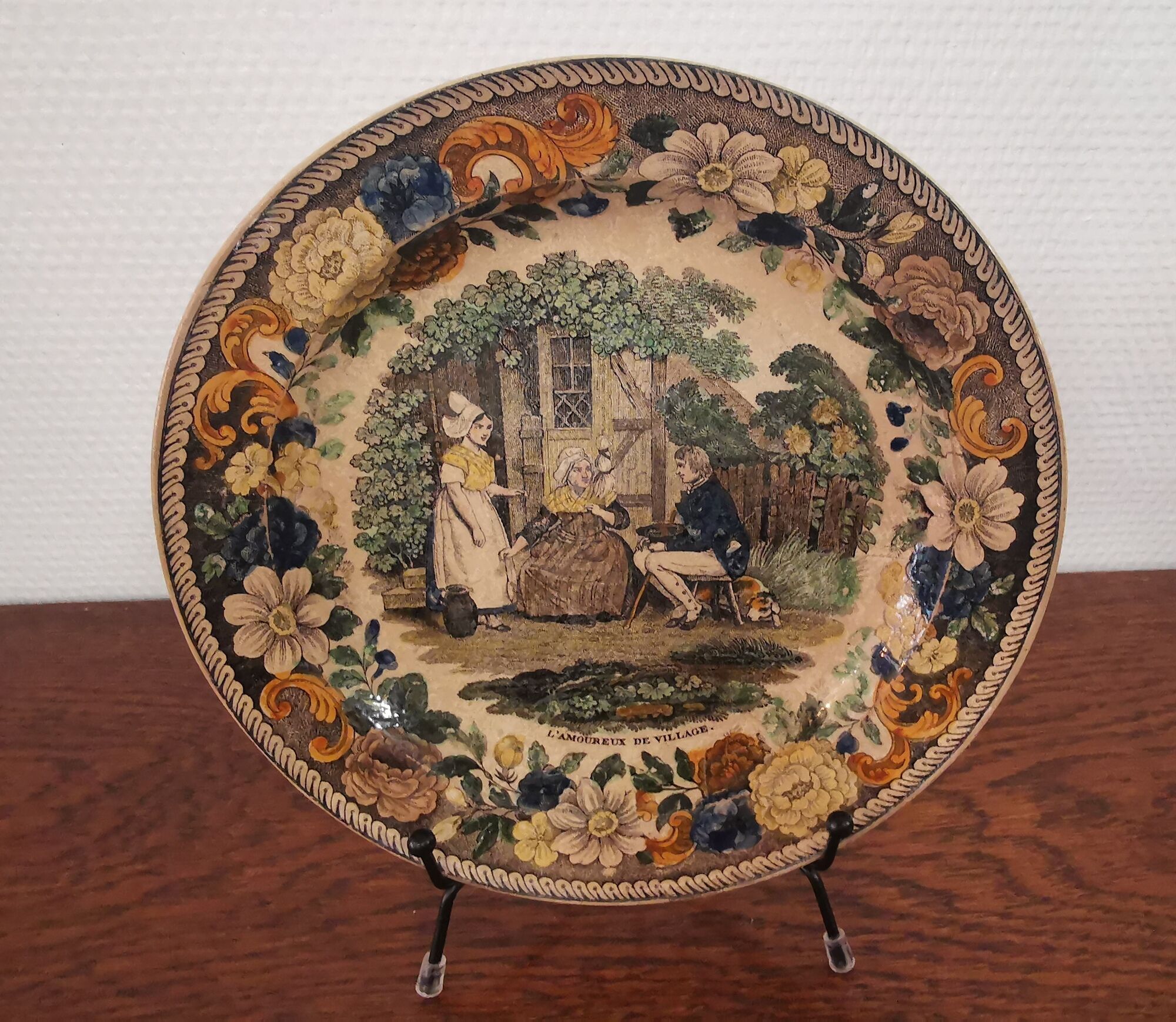 Old talking plate Creil Montereau Louis Lebeuf & Thibault