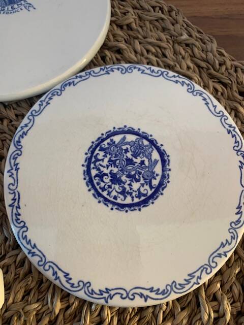 4 Rouen 1932 model bottle coasters in earthenware