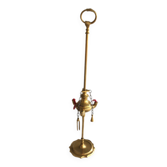 Old oil lamp with 3 brass spouts