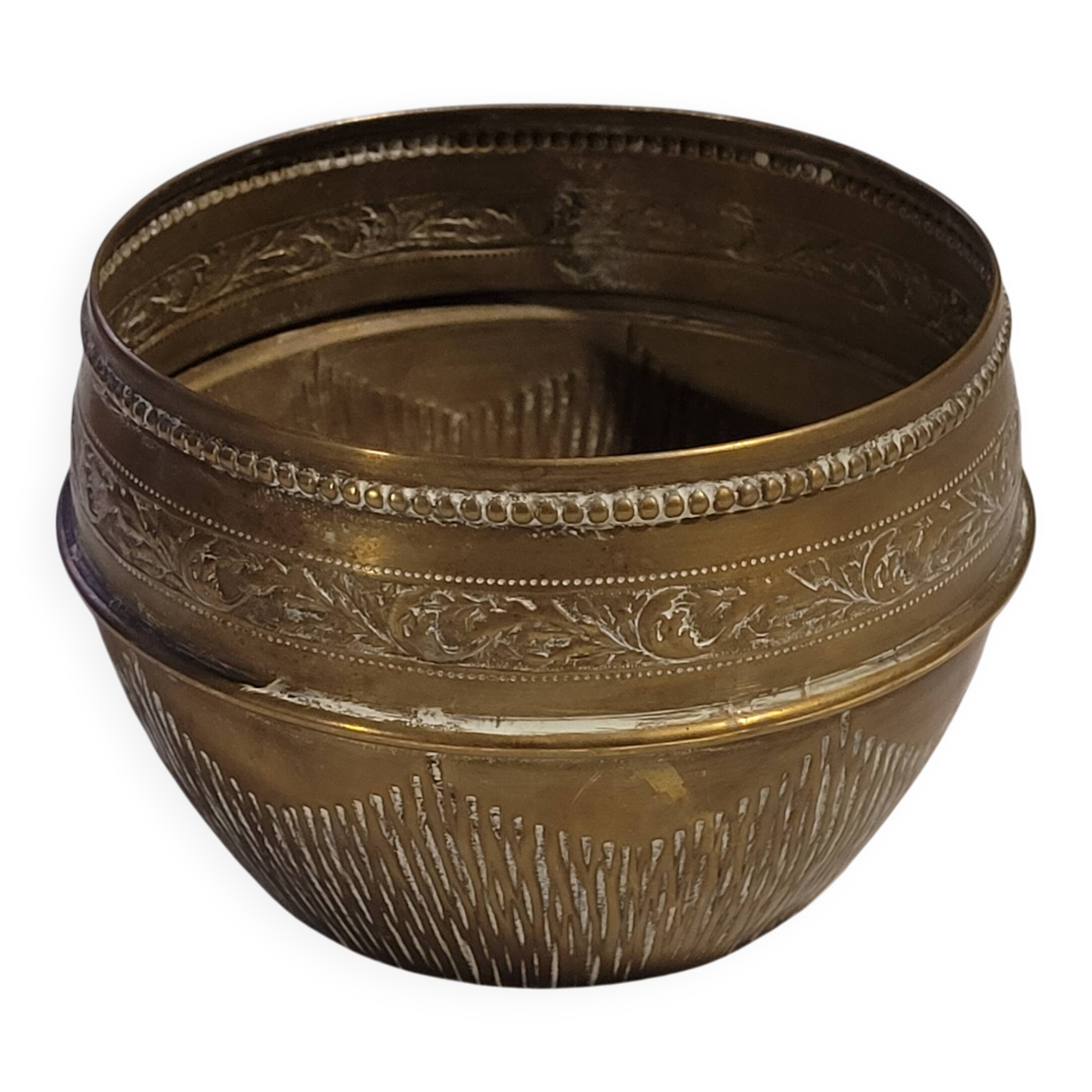 Golden brass cache pot - antique - vintage