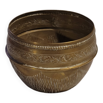 Golden brass cache pot - antique - vintage