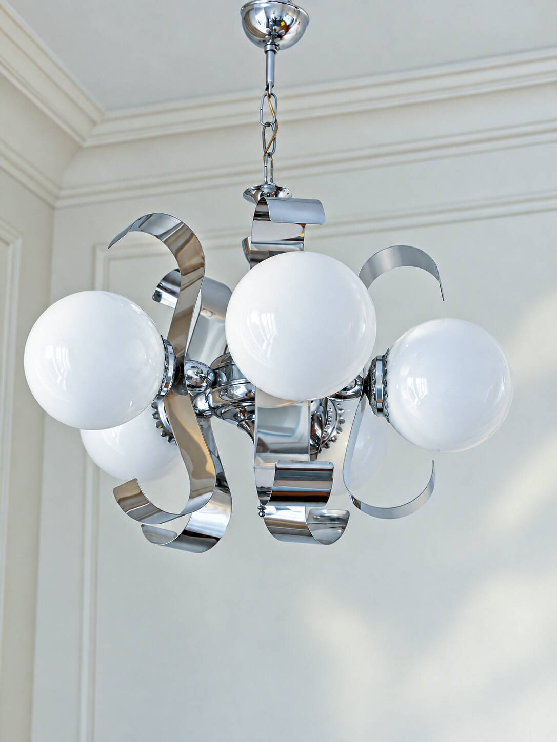 Vintage Space Age chrome chandelier, 1970s