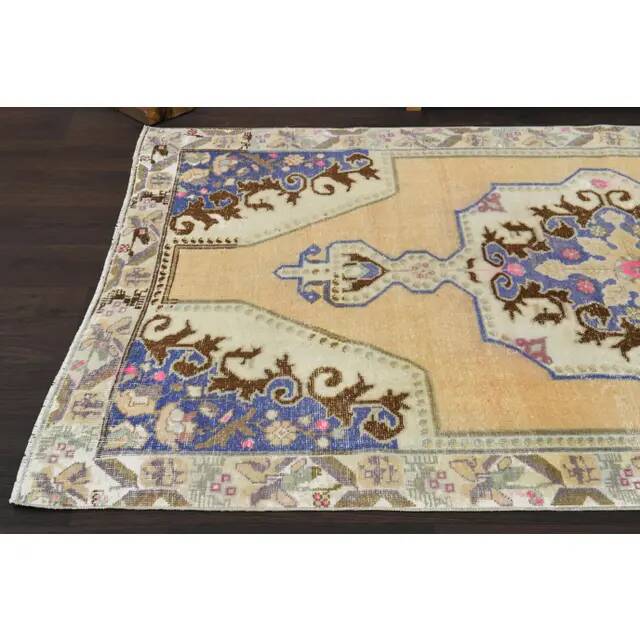 1970s Vintage Turkish Oushak Handmade Wool Cotton Brown Area Rug 135x238