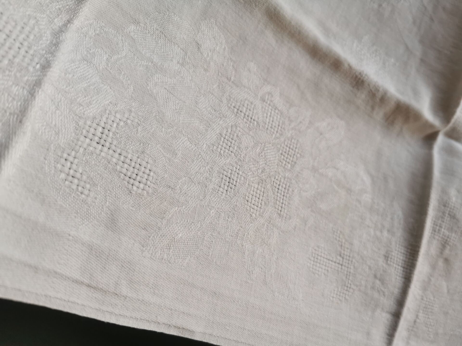10 old damask linen napkins with monogram