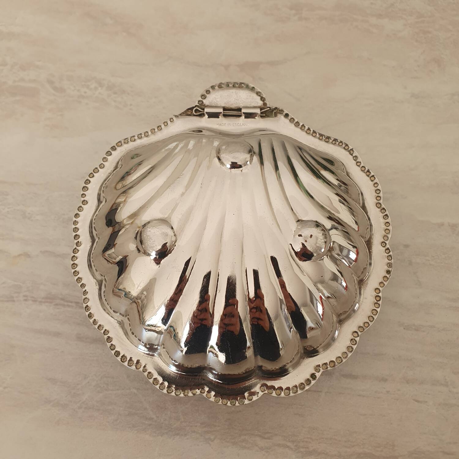 Stainless steel and glass shell butter dish