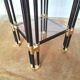 Fifth wheel end of sofa 70s metal black smoked glass