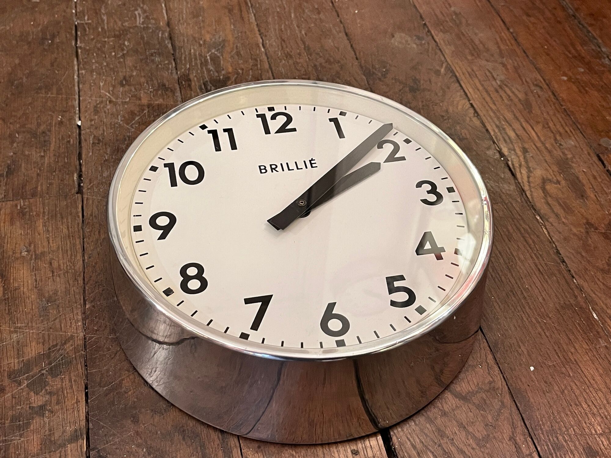 Industrial clock functional brillie alu polished 24 cm station pendulum 1960 ato lepaute