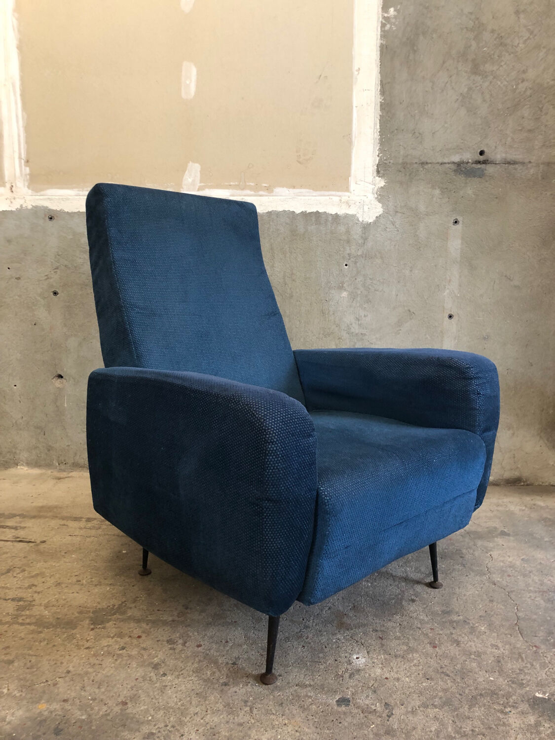 Vintage Italian Blue Armchair circa 1950