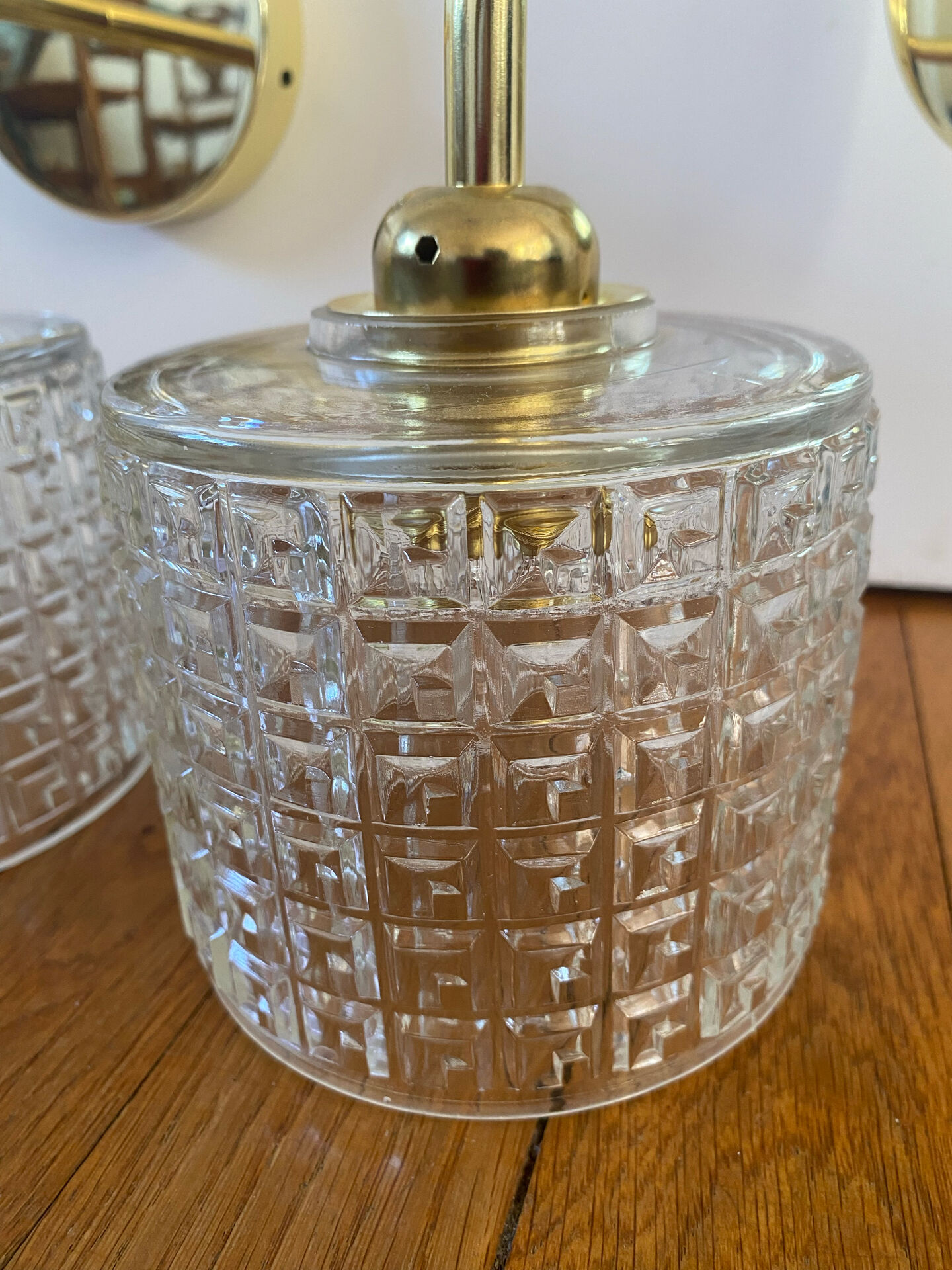 Pair of vintage glass globe wall lights