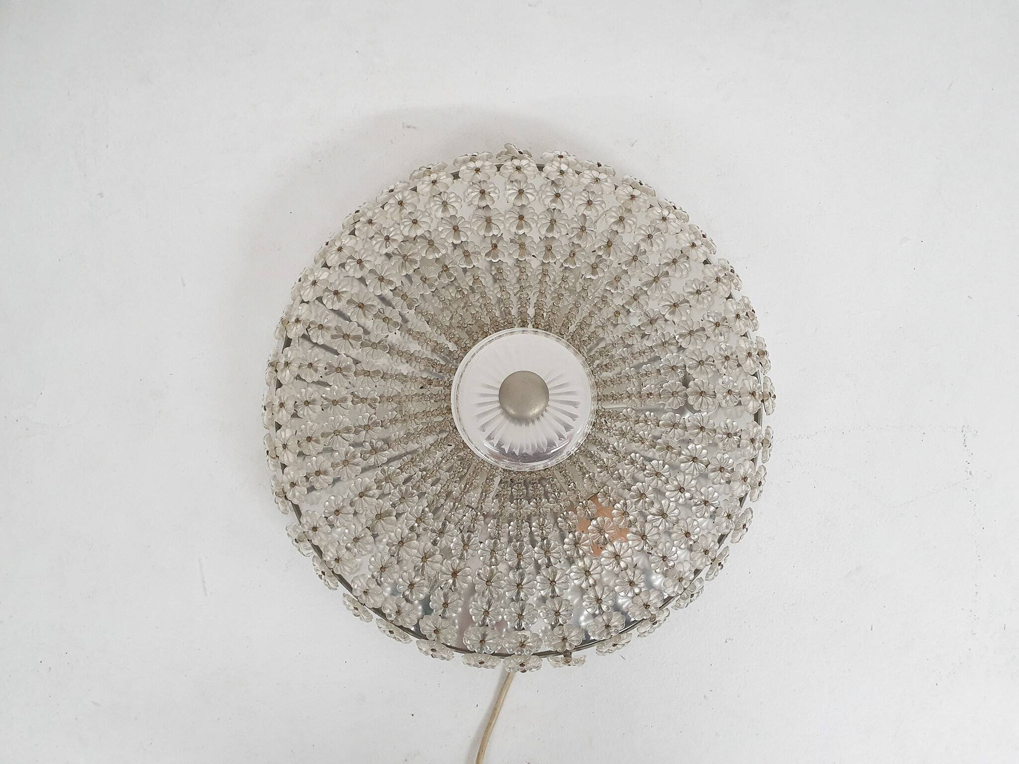 Mid-century ceiling light with glass flowers, France, 1960's