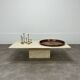 Rectangular travertine coffee table with central leg