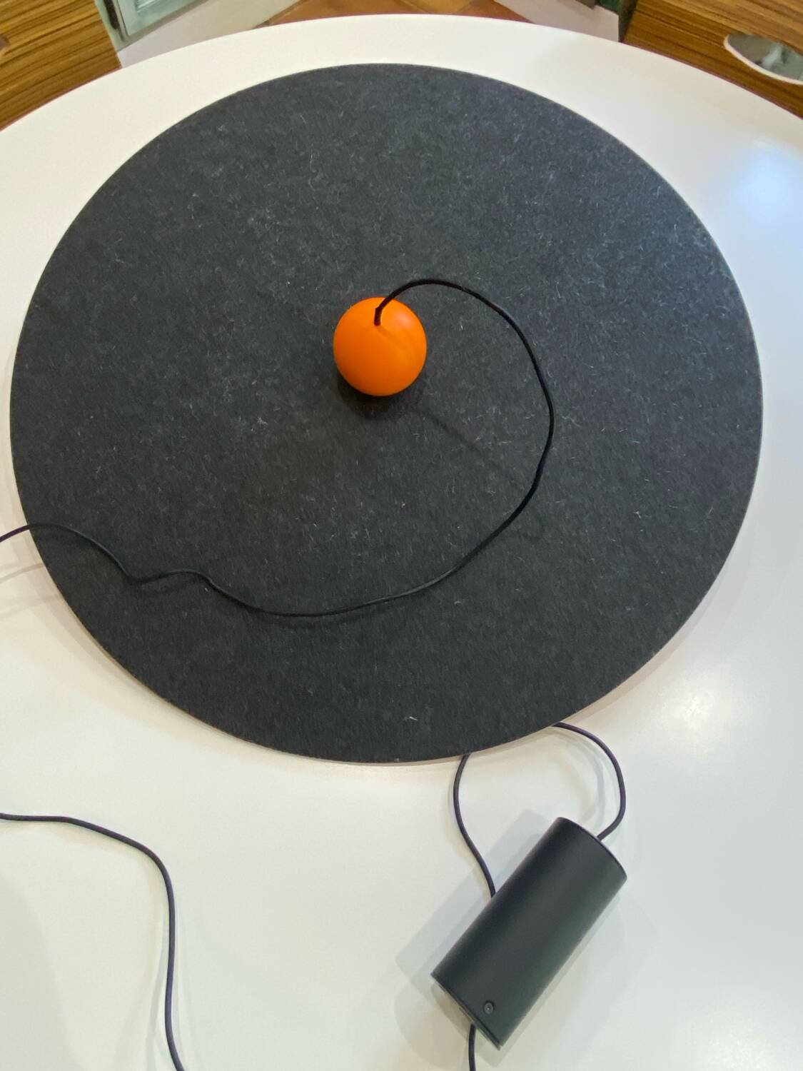 Designer chandelier, metal and soundproofing felt