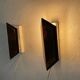 Pair of French wall lights with geometric design in copper, 1960, France.