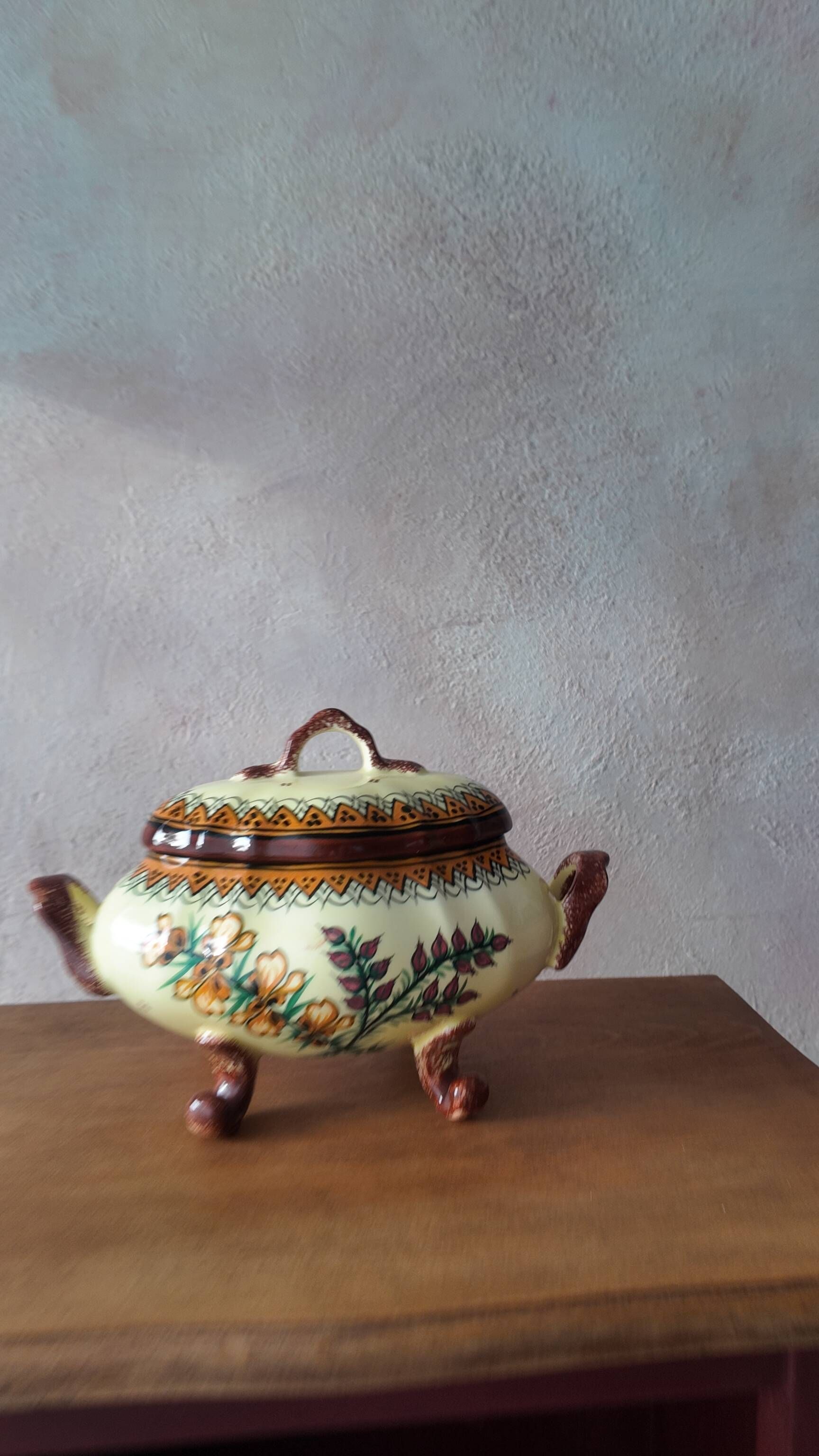 Antique Henriot Quimper Soup Tureen in Faience