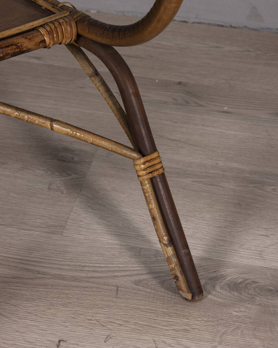 Vintage 1960s Italian design bamboo and wood side table