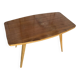 Table Basse Ancienne Scandinave Bois Pieds Compas Années 60 Vintage #E
