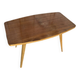Table Basse Ancienne Scandinave Bois Pieds Compas Années 60 Vintage #E
