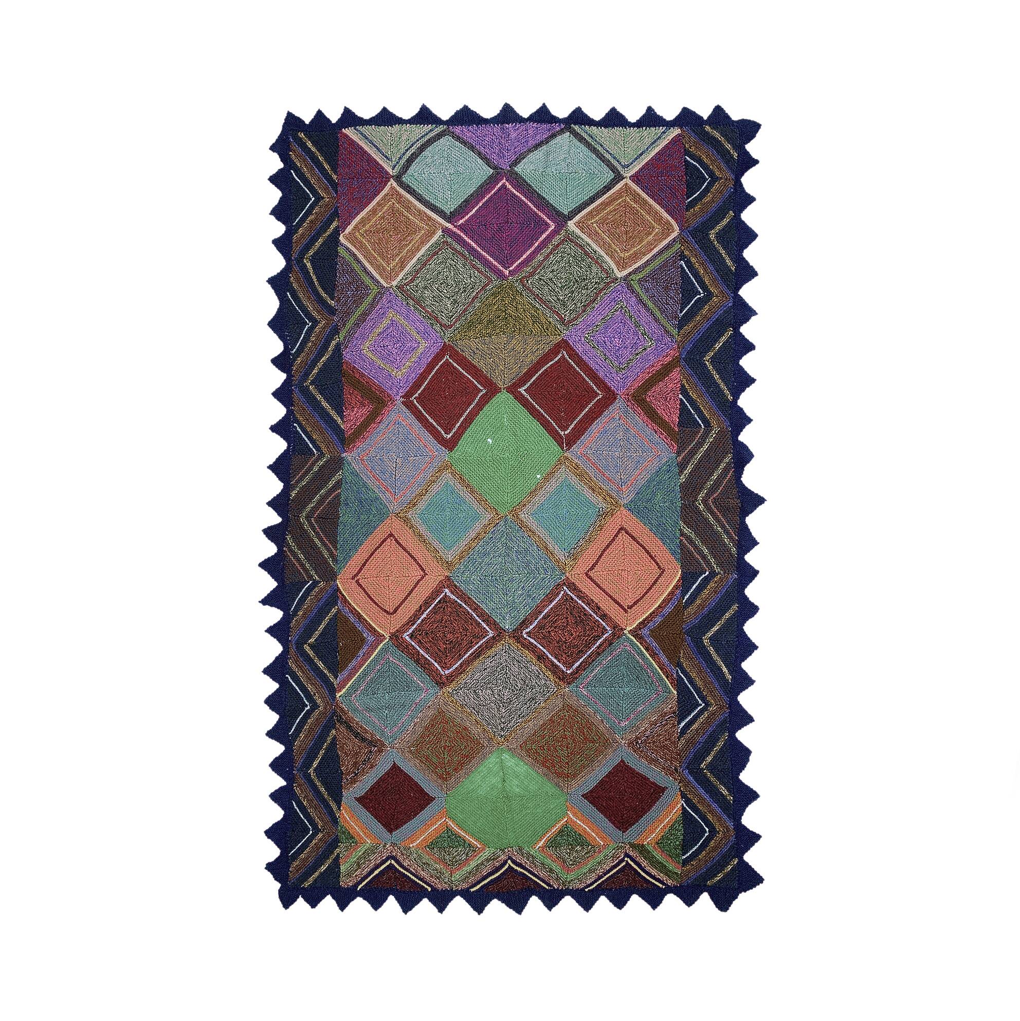 Knitted Diamond Throw Blanket Vintage 1970s