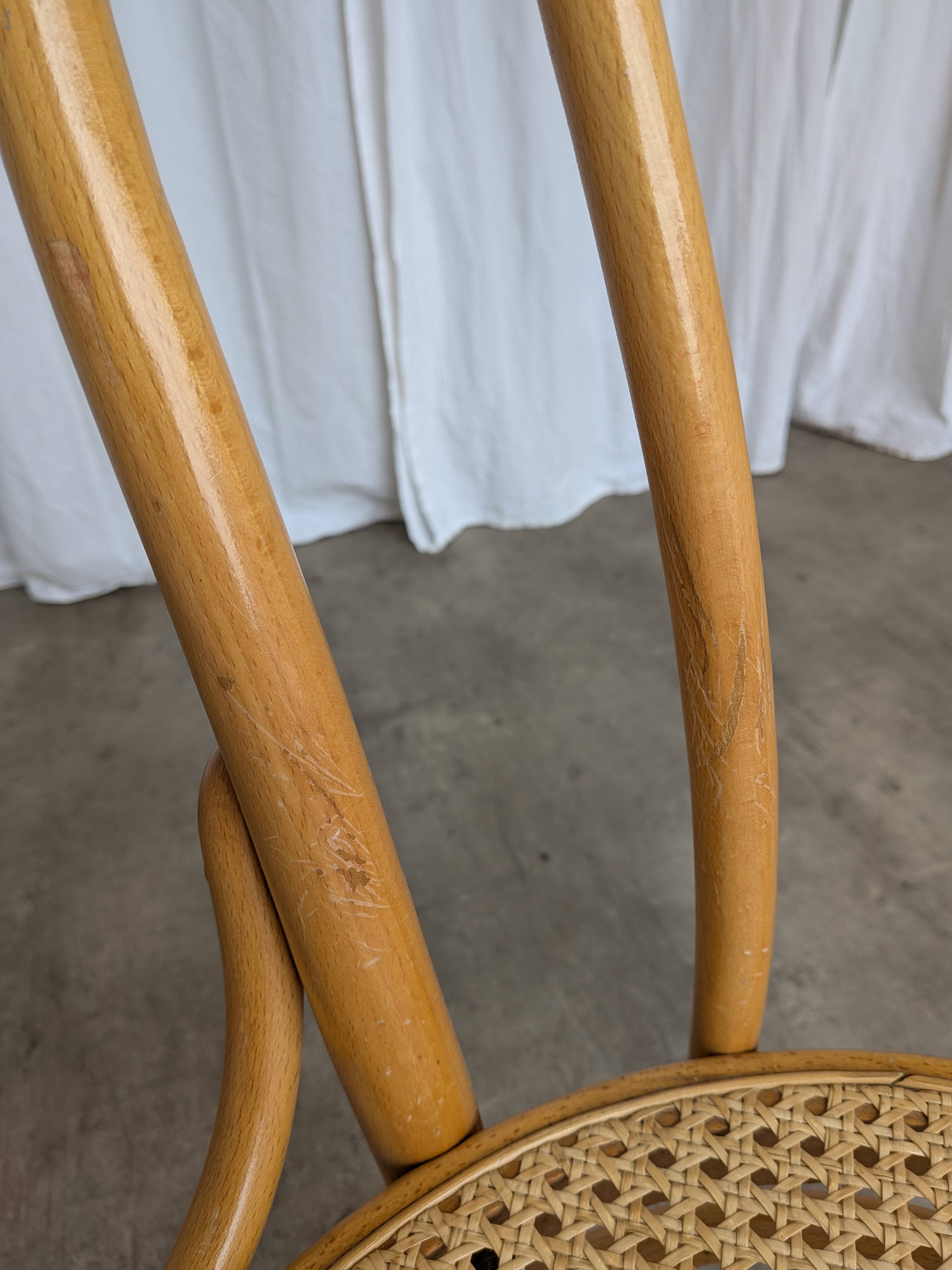 Set of 2 Thonet Style Bentwood Chairs with Cane Seat / Mid-Century Dining F