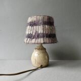 Sandstone lamp with its original wool lampshade, 1970s