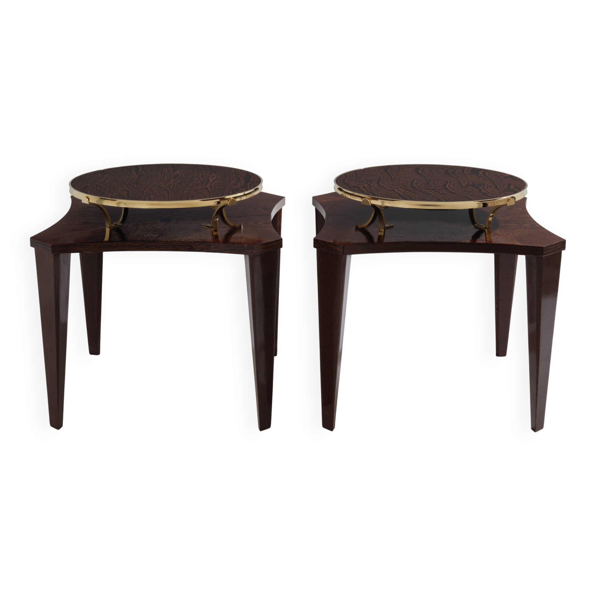 Alberto Pinto paire de tables d’appoint wengé et laiton 1990