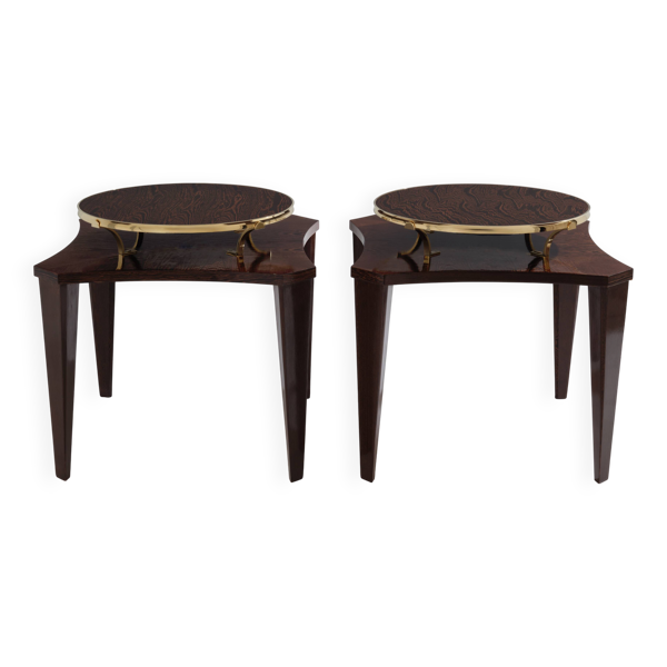 Alberto Pinto paire de tables d’appoint wengé et laiton 1990