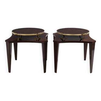Alberto Pinto pair of wenge and brass side tables 1990