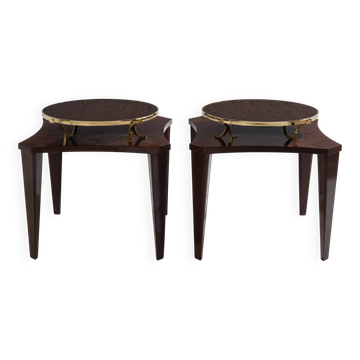 Alberto Pinto pair of wenge and brass side tables 1990