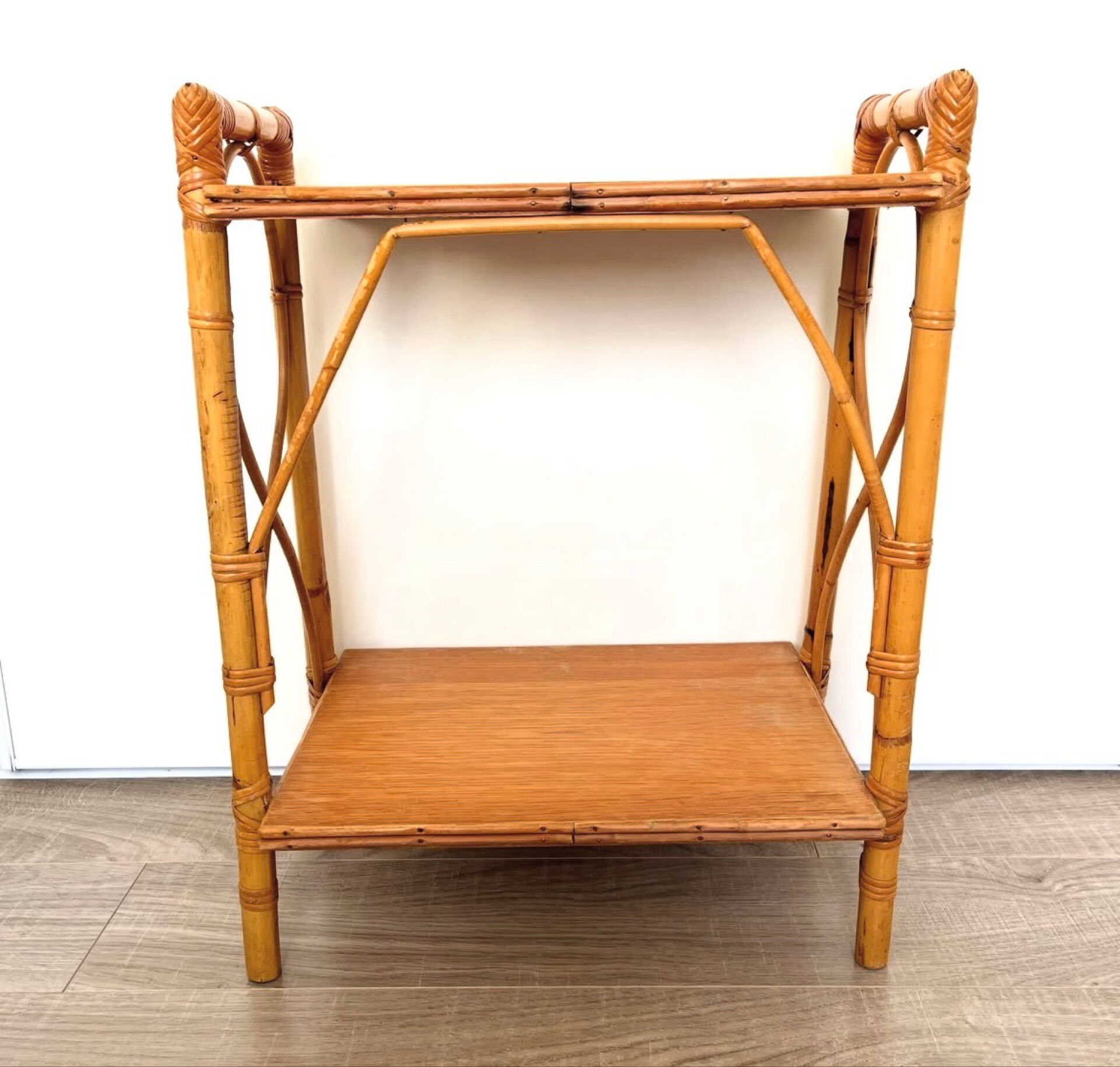 Vintage rattan bedside table