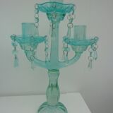 Beautiful Pair of old chandeliers with molded glass molded turquoise blue