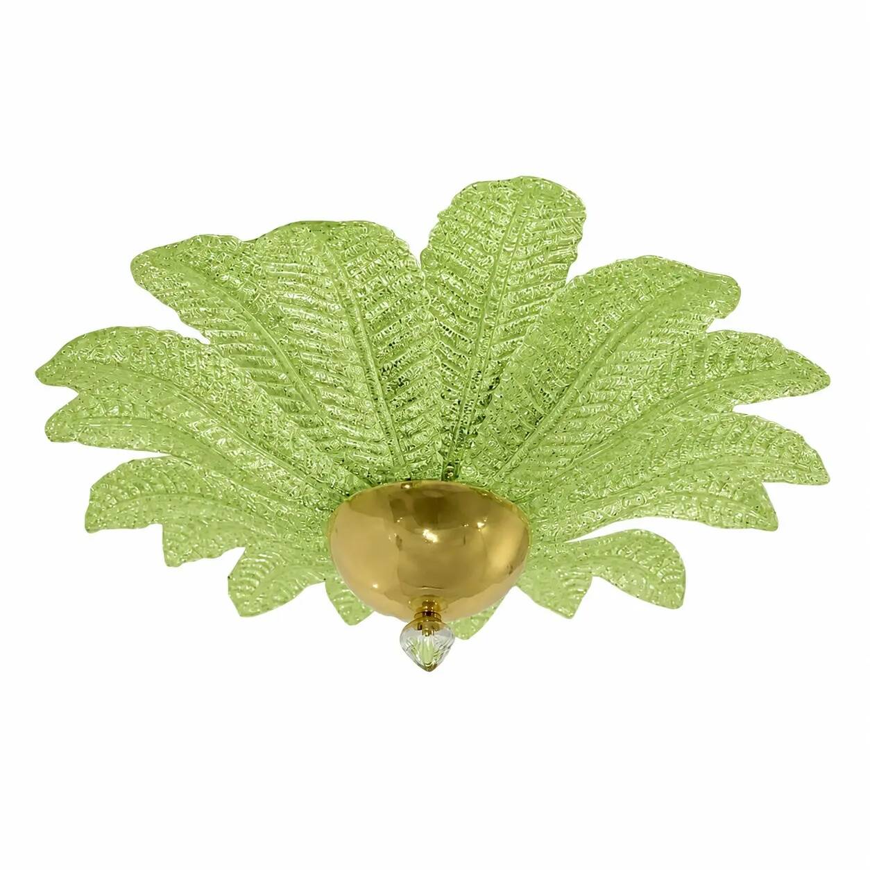 Green Murano Glass Flush Mount, Mazzega Zuccheri Venini Barovier Style