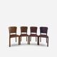 Set of 4 Art Deco dining chairs in walnut, Italy, 1930s-1940s.
