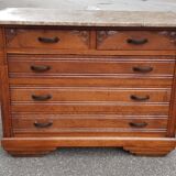 Art deco chest of drawers in oak and marble