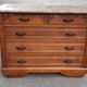 Art deco chest of drawers in oak and marble