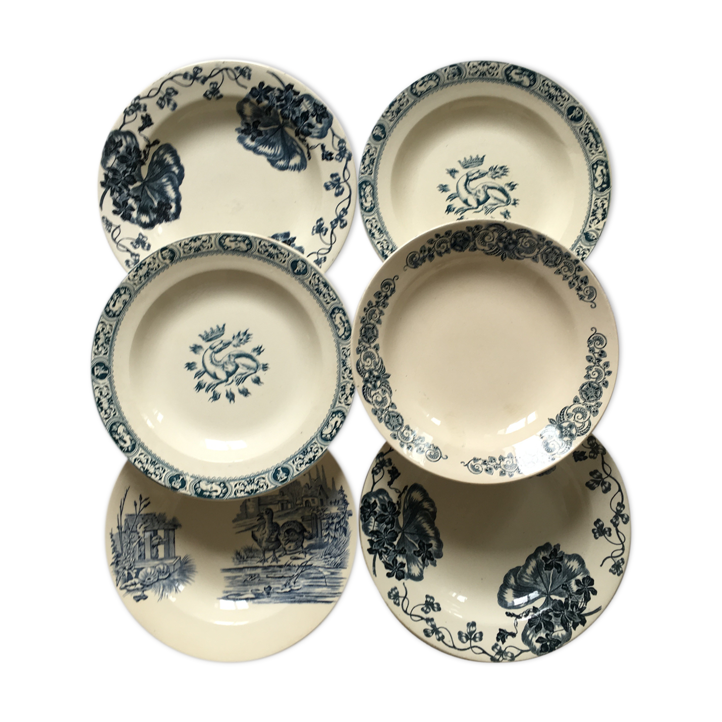 6 hollow plates Iron Land mismatched