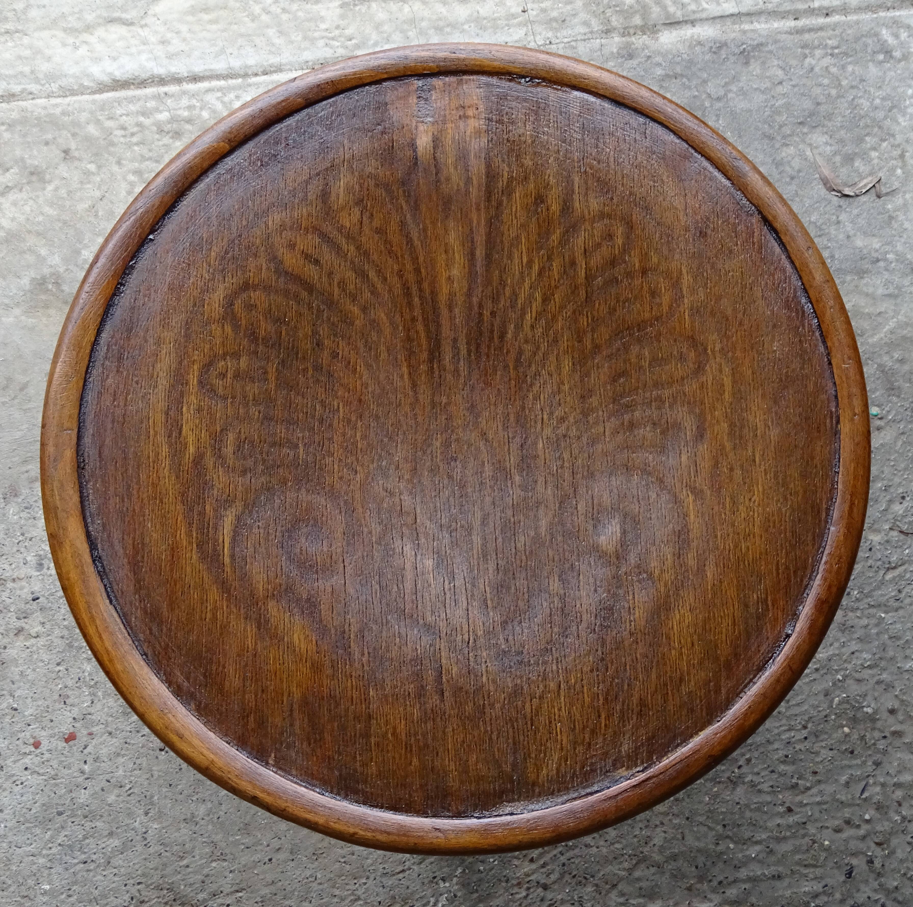 Low bistro stool by Mundus circa 1910 art nouveau.