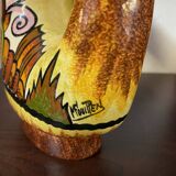 Quimper fouillen faience pitcher from the 50s/60s oblique shape gorse decor