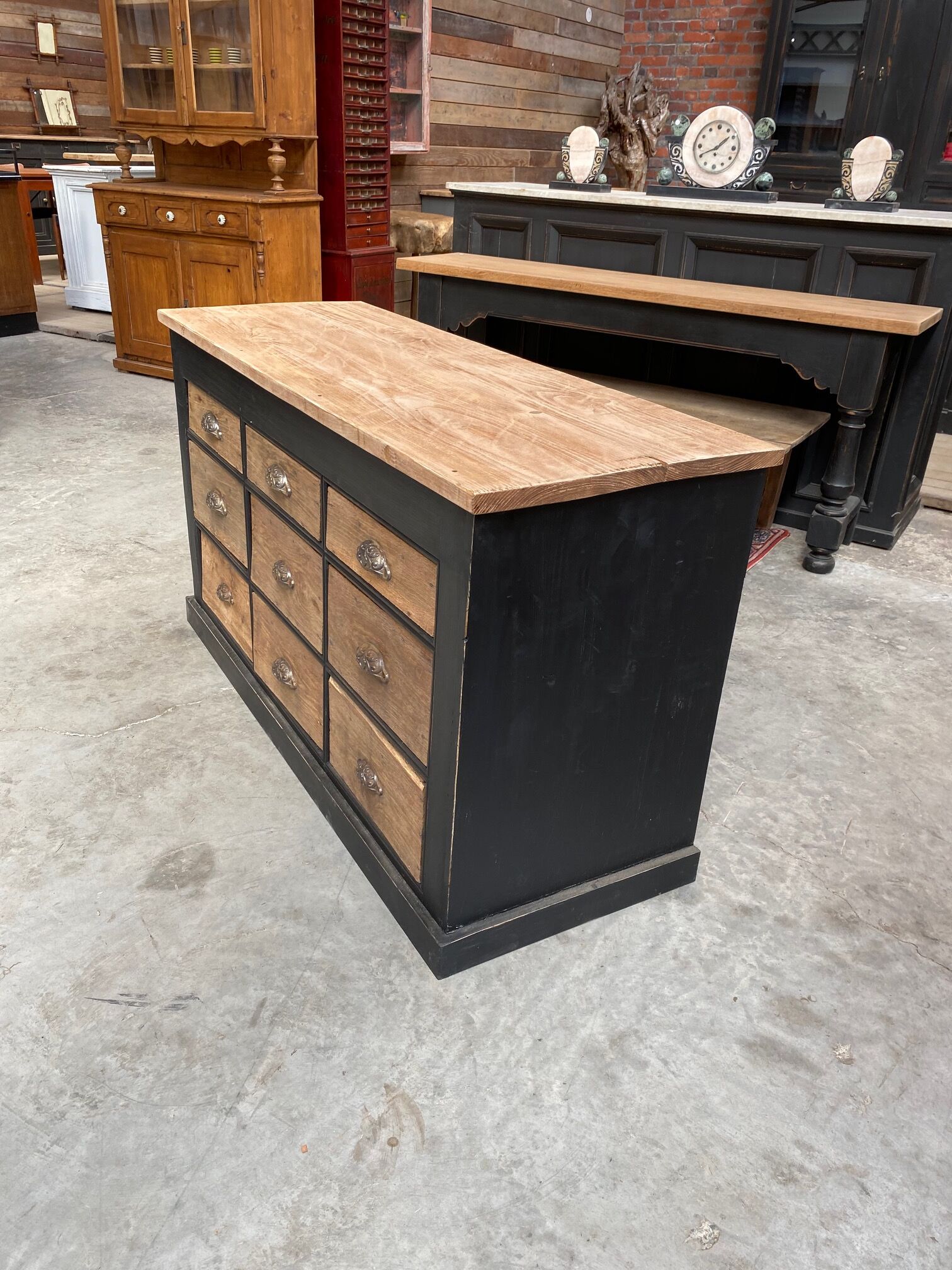 Old furniture of trade 9 drawers