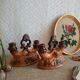 Pair of double barbotine candlesticks - vintage