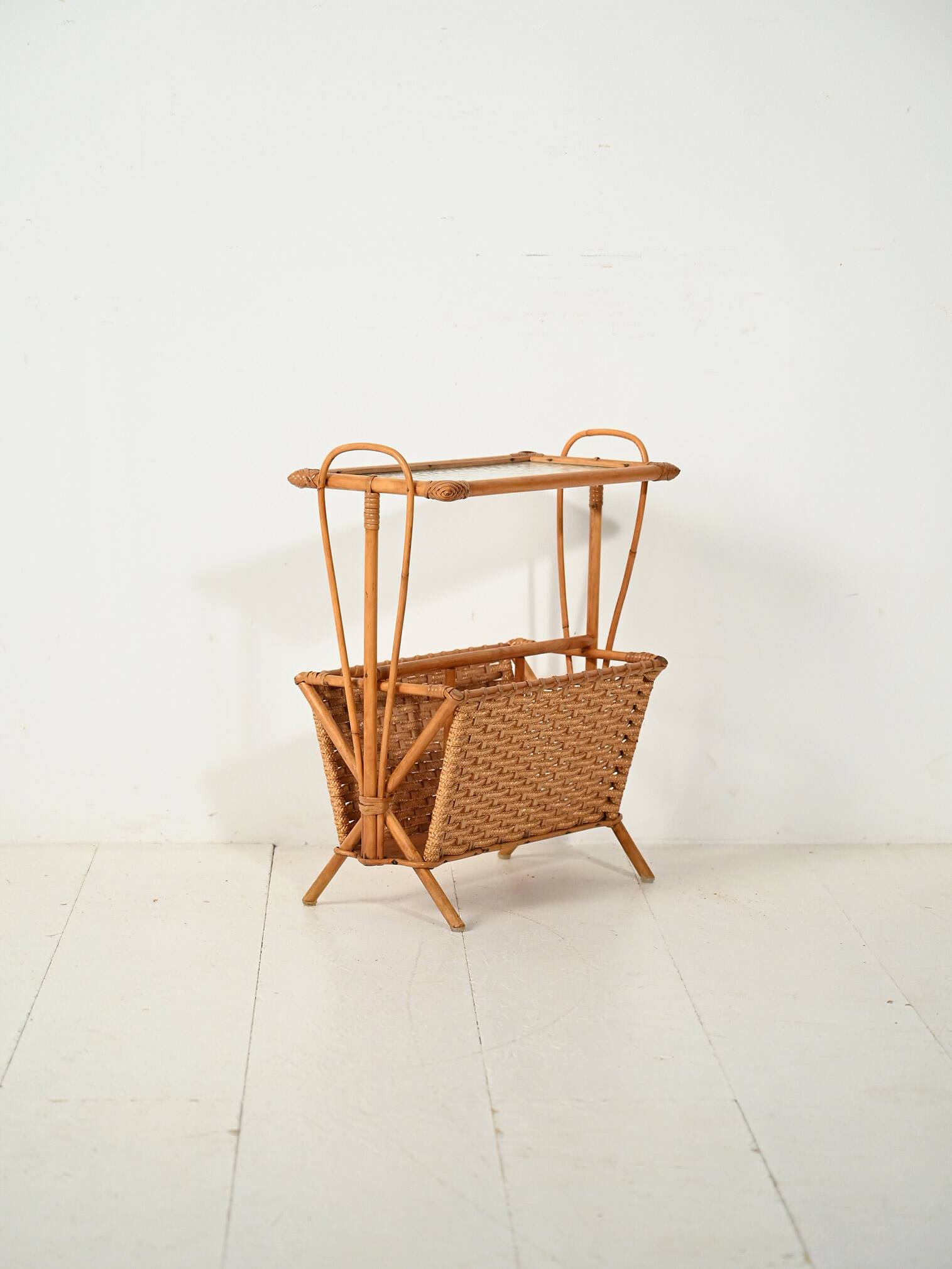 Scandinavian Woven Bamboo Magazine Rack