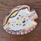 Hand-painted artisan fish plate, signed – Coloured terracotta with naive decoration