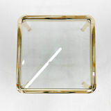 Table basse, laiton & verre, Mauro Lipparini  1970's, italie