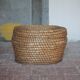 Antique basket, straw and bramble, woven basket with lid