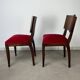 2 chaises art déco, velours rouge et palissandre